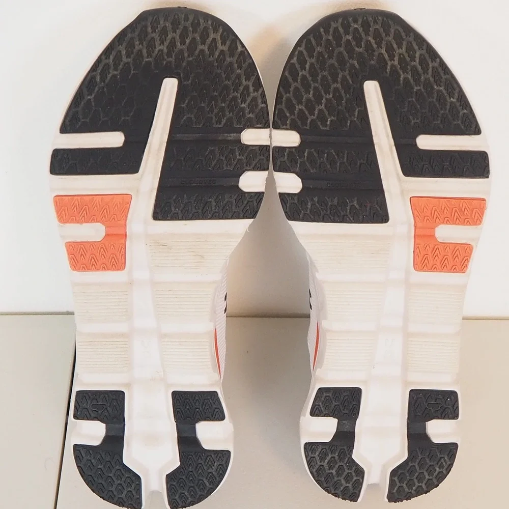 On Cloudmonster Running Shoes Women 7.5 White Orange Athletic Sneakers Support - Picture 10 of 12